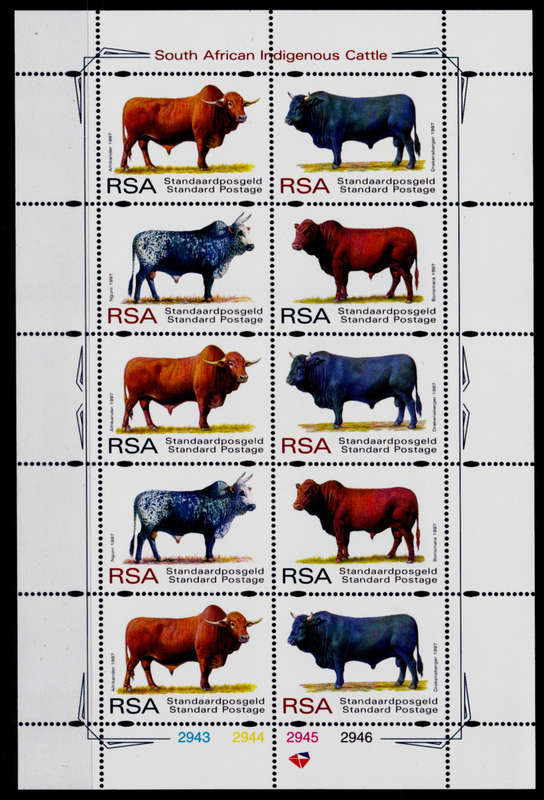 RSA 1997, 10 Aug. SA INDIGENOUS CATTLE, sheetlet, MNH, CV R 175.00 view scans