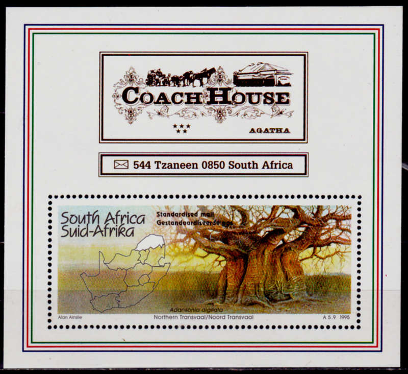 RSA 1997, 13 Aug. NEW DESIGN AGATHA COACH HOUSE, minisheet, MNH, CV R 150.00 view scans