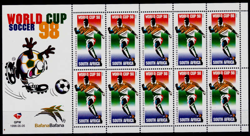 RSA 1998, 8 June. WORLD CUP SOCCER, sheetlet, MNH, CV R 150.00 view scans