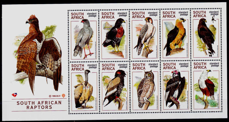 RSA 1998, 16 Aug. SA RAPTORS, sheetlet, MNH, CV R 170.00 view scans