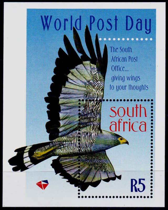 RSA 1998, 9 Oct. WORLD POST DAY, minisheet, MNH, CV R 85.00 view scans
