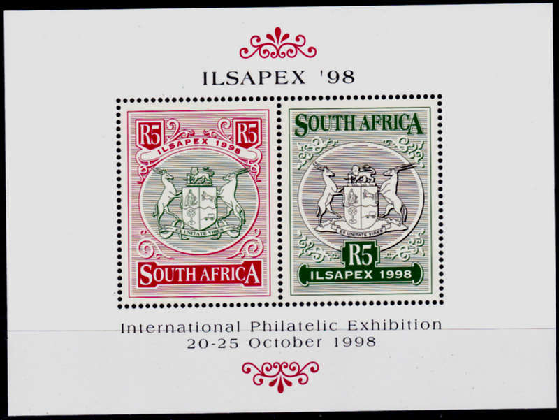 RSA 1998, 20 Oct. INTERNATIONAL PHILATELIC EXHIBITION, minisheet, MNH, CV R 120.00 view scans