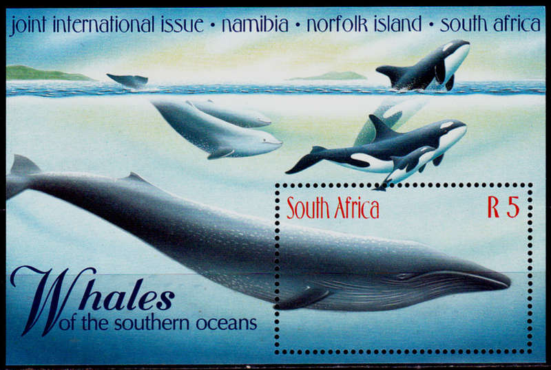 RSA 1998, 23 Oct. WHALES OF SOUTHERN OCEANS WWF, minisheet, MNH, CV R 70.00 view scans