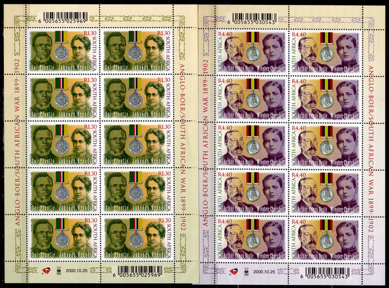 RSA 2000, 25 Oct. 100th ANNIV OF ANGLO-BOER WAR, sheetlets of 10, MNH, CV R 540.00, view scans