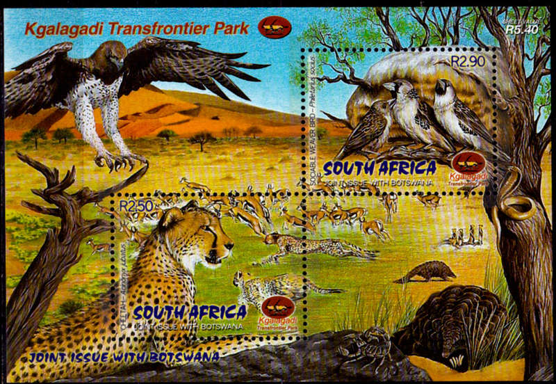 RSA 2001, 12 May. KGALAGADI TRANS FRONTIER PARK, minisheet, MNH, CV R 60.00, view scans