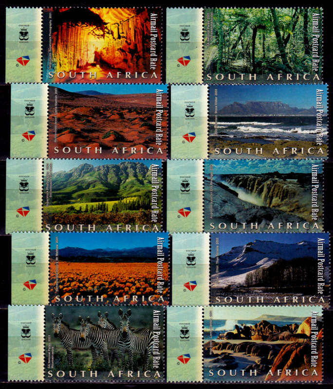 RSA 2001, 6 Sept. NATURAL WONDERS OF SA, set, MNH, CV R 500.00, view scans