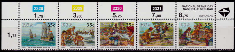 RSA 1992, 9 May. NATIONAL STAMP DAY, control strip, MNH, CV R 15.00 view scans