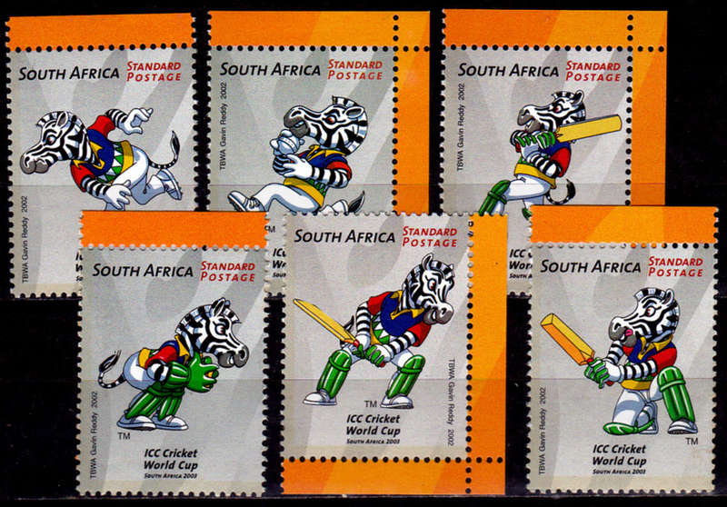 RSA 2002, 23 Sept. ICC WORLD CRICKET CUP SA, set, MNH, CV R 180.00 view scans