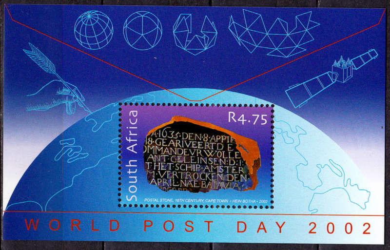 RSA 2002, 9 Oct. WORLD POST DAY, minisheet, MNH, CV R 70.00 view scans