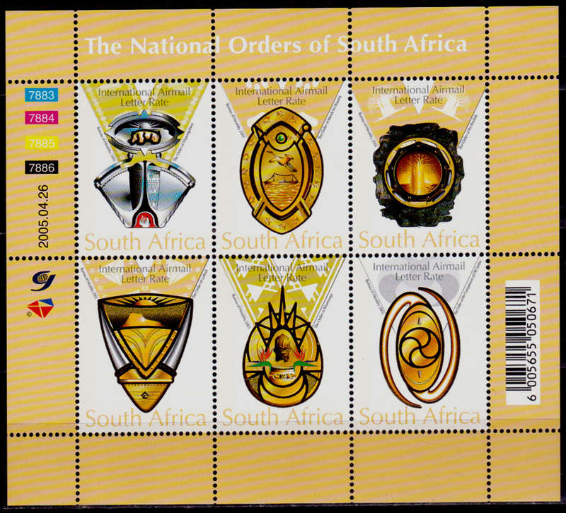 RSA 2005, 26 April. NATIONAL ORDERS OF SA, sheetlet, MNH, CV R 300.00 view scans