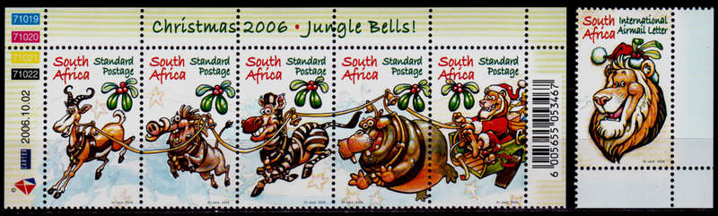RSA 2006, 2 Oct. CHRISTMAS - JUNGLE BELLS, control + single, MNH, CV R 190.00 view scans