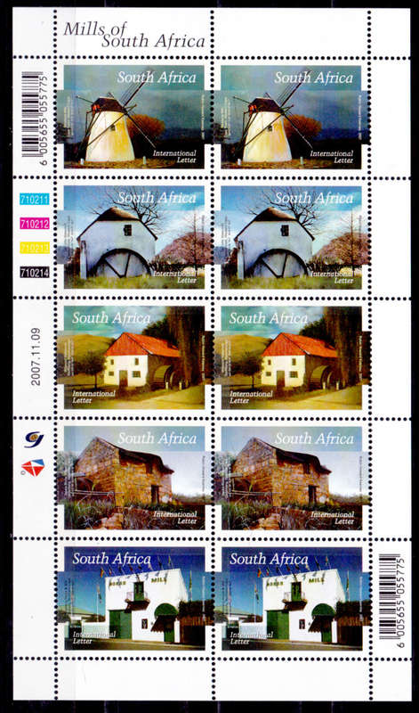 RSA 2007, 9 Nov. MILLS OF SA, sheetlet, MNH, CV R 500.00 view scans