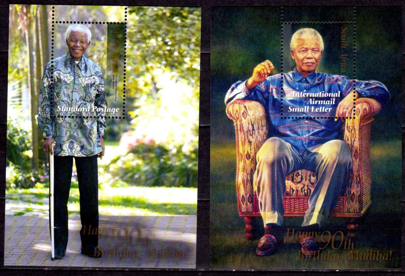 RSA 2008, 14 July. HAPPY 90th BIRTHDAY MADIBA, 2 minisheets, MNH, CV R 55.00 view scans