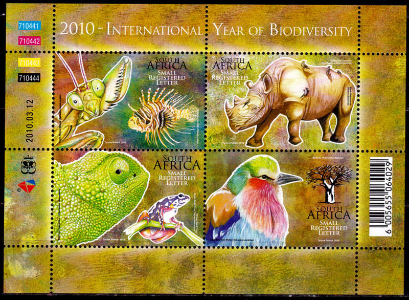 RSA 2010, 12 March. INTERNATIONAL YEAR OF BIODIVERSITY, sheetlet, MNH, CV R 500.00 view scans
