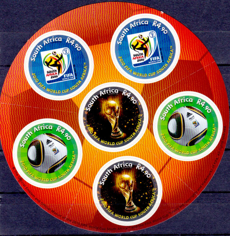 RSA 2010, 11 June. FOOTBALL WORLD CUP SA, sheetlet, MNH, CV R 250.00 view scans