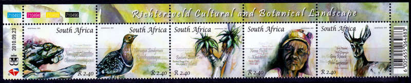 RSA 2010, 6 Aug. HERITAGE SITE - RICHTERSVELD, control strip, MNH, CV R 80.00 view scans