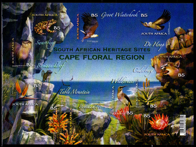 RSA 2011, 23 Sept. SA HERITAGE SITES, sheetlet, MNH, CV R 500.00 view scans