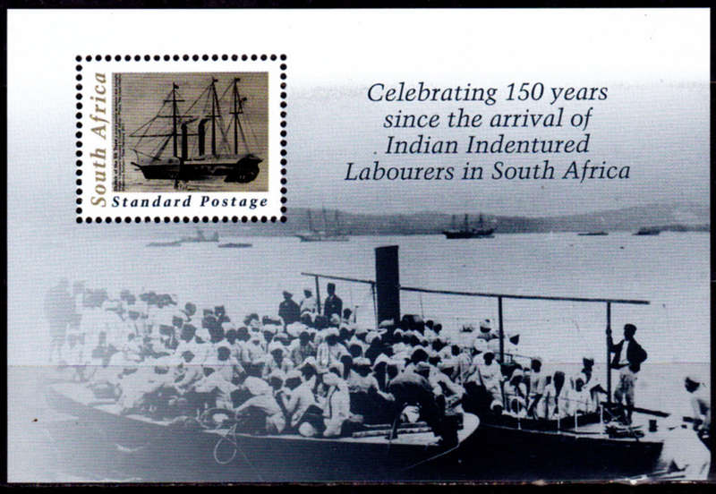 RSA 2011, 21 Oct. 150th ANNIV ARRIVAL INDIAN LABOURERS, minisheet, MNH, CV R 40.00 view scans