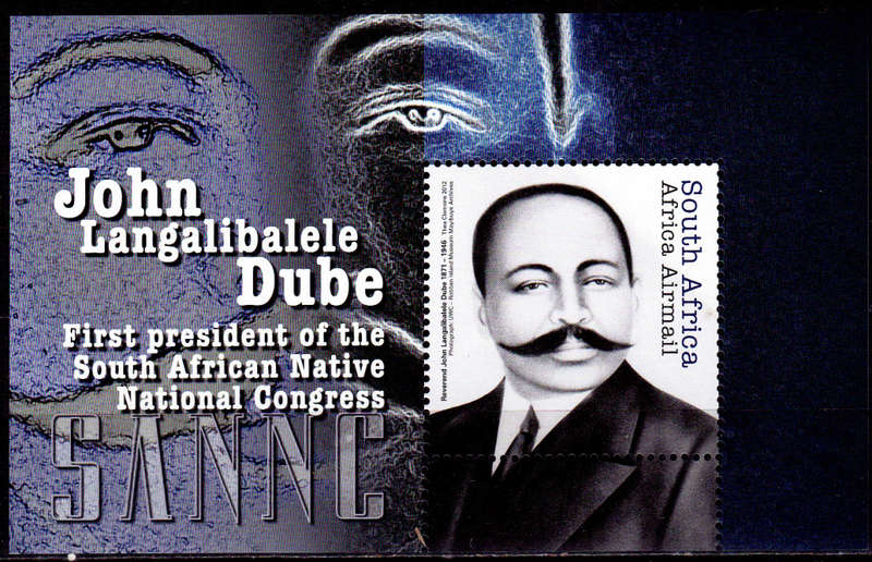 RSA 2012, 22 Feb. JOHN DUBE, minisheet, MNH, CV R 70.00 view scans