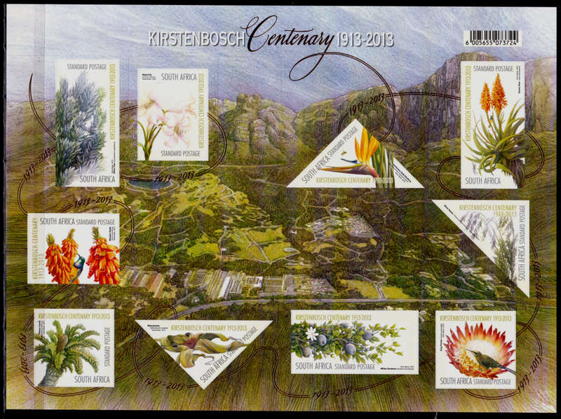 RSA 2013, 1 July. 100th ANNIV KIRSTENBOSCH, sheetlet, MNH, CV R 350.00 view scans
