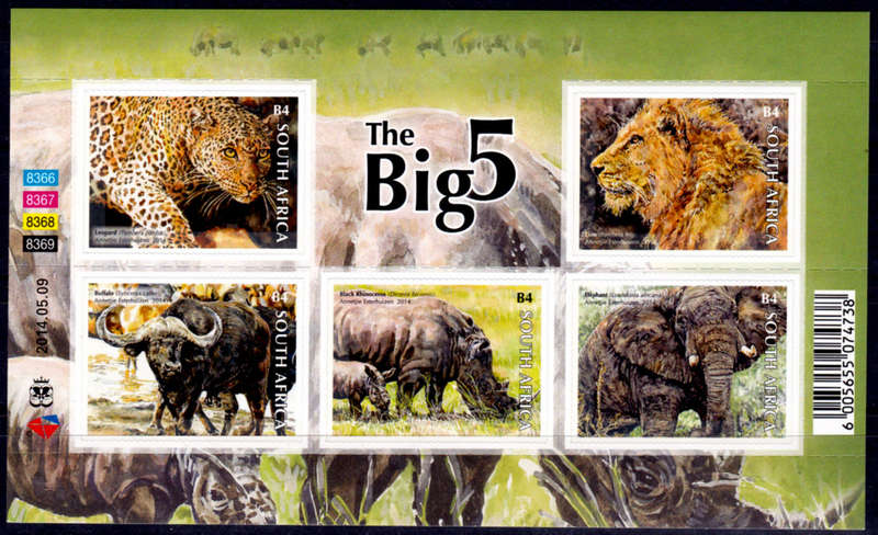 RSA 2014, 5 May. THE BIG 5, Sheetlet, MNH, CV R 400.00 view scans