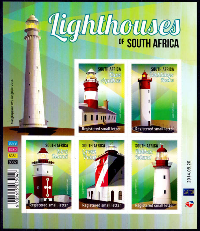 RSA 2014, 20 Aug. LIGHTHOUSES OF SA, sheetlet, MNH, CV R 950.00 view scans