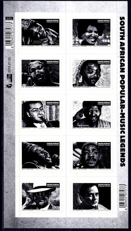 RSA 2015, 2 July. MUSICAL LEGENDS, sheetlet, MNH, CV R 350.00 view scans