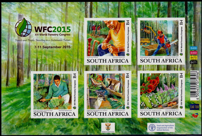 RSA 2015, 7 Sept. WORLD FORESTRY CONGRESS, sheetlet, MNH, CV R 400.00 view scans