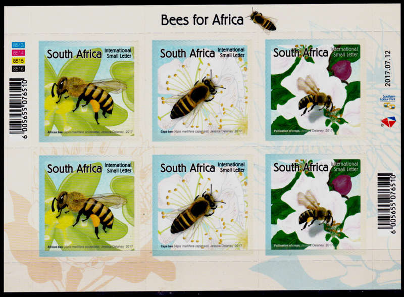 RSA 2017, 12 July. BEES FOR AFRICA, sheetlet, MNH, CV R 400.00 view scans