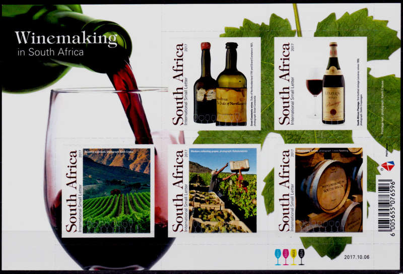 RSA 2017, 6 Oct. WINEMAKING IN SA, sheetlet, MNH, CV R 400.00 view scans