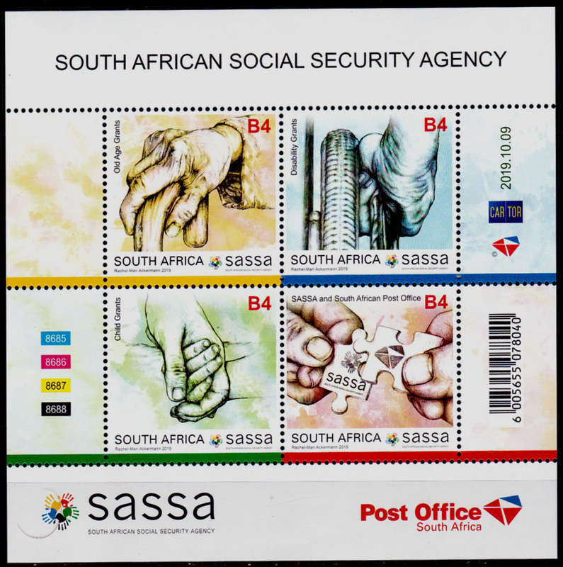 RSA 2019, 9 Oct. SASSA, minisheet, MNH, CV R 700.00 view scans