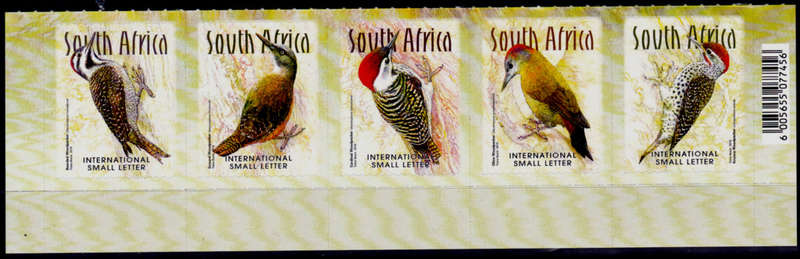 RSA 2020, 12 March. WOODPECKERS OF SA, setenant strip, MNH, CV R 375.00 view scans