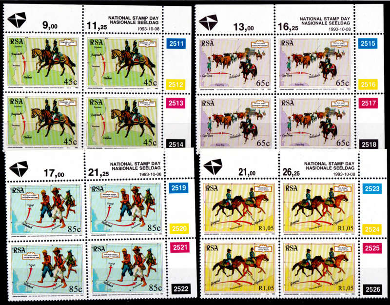 RSA 1993, 8 Oct. NATIONAL STAMP DAY, set controls, MNH, CV R 92.00 view scans
