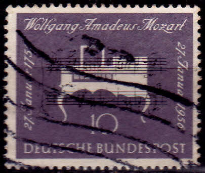 GERMANY 1956, 27 Jan. 200th ANNIV BIRTH WA MOZART, single, UH CV +/-R 10.00 view scans