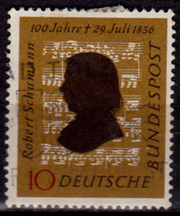 GERMANY 1956, 28 July. 100th ANNIV DEATH R SCHUMANN, single, UH CV +/-R 10.00 view scans