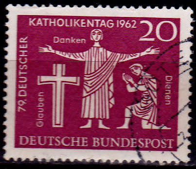 GERMANY 1962, 22 Aug. GERMAN ANNUAL DAY CATHOLICISM, single, UH, CV +/-R 5.00 view scans
