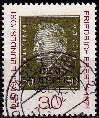 GERMANY 1971, 18 Jan. 100th ANNIV BIRTH FRIEDRICH EBERT, single, UH, CV+/- R 5.00 view scans