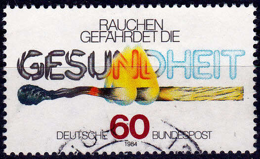 GERMANY 1984, 8 Nov. NO SMOKING CAMPAIGN, single, UH, CV+/- R 5.00 view scans