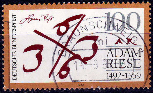 GERMANY 1992, 7 May. 500th ANNIV BIRTH ADAM RIESE, single, UH, CV+/- R 10.00 view scans