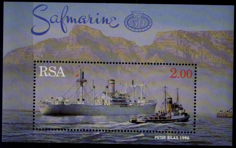 RSA 1996, 5 Aug. 50th ANNIV of SAFMARINE, minisheet, MNH, CV R 50.00 view scans