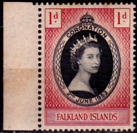 FALKLAND ISLANDS 1953, 2 June. CORONATION of QEII, single, MH, CV +/-R 20.00, view scans