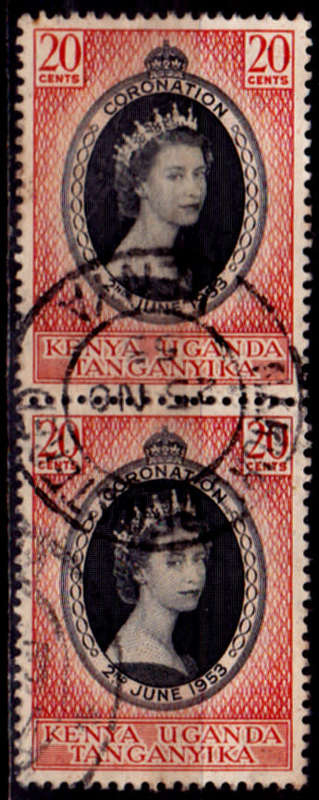 KUT 1953, 2 June. CORONATION of QEII, single pair, UH, CV +/-R 10.00, view scans