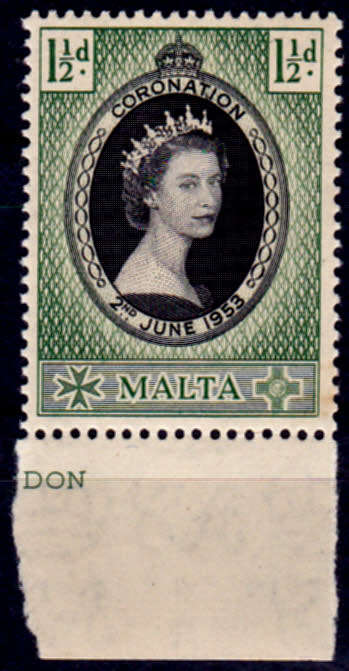 MALTA 1953, 2 June, CORONATION of QEII, single, MH, CV +/-R 10.00, view scans