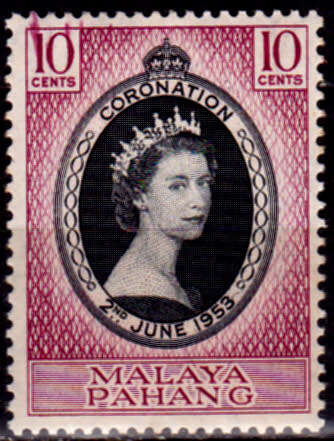 MALAYA PAHANG 1953, 2 June. CORONATION of QEII, single, MH, CV +/-R 30.00, view scans