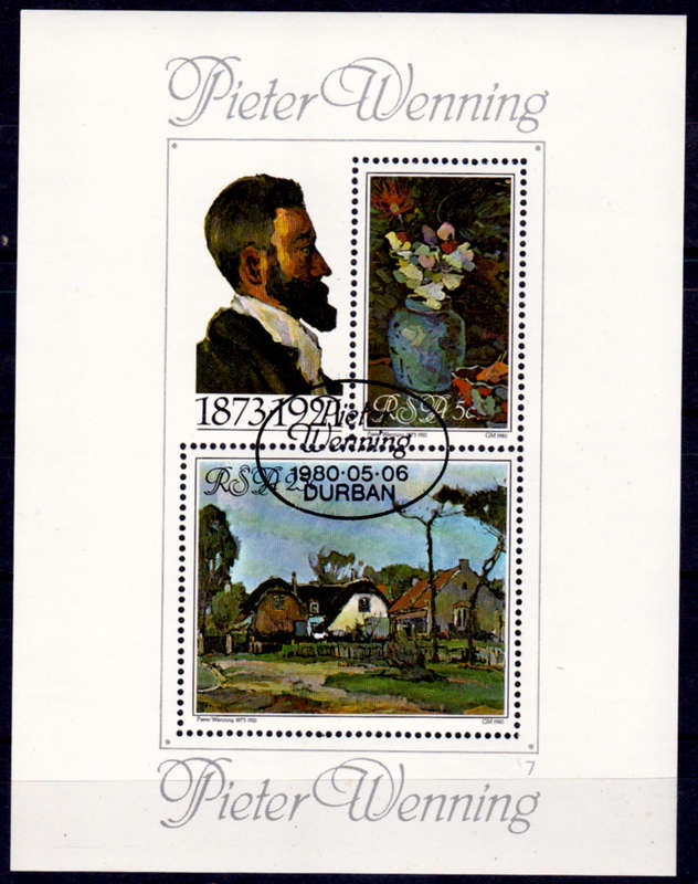 RSA 1980, 6 May. TRIBUTE TO PIETER WENNING, minisheet, CTO, CV R ?? view scans