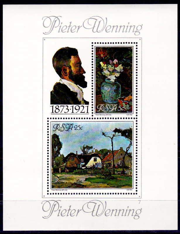 RSA 1980, 6 May. TRIBUTE TO PIETER WENNING, minisheet, MNH, CV R 4.00 view scans