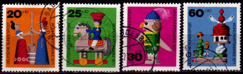 GERMANY 1971, 5 Oct. CHARITY STAMPS - TOYS, set, UH, CV+/- R 30.00 view scans