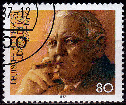 GERMANY 1987, 15 Jan. 90th ANNIV BIRTH LUDWIG ERHARD, single, UH, CV+/- R 10.00 view scans