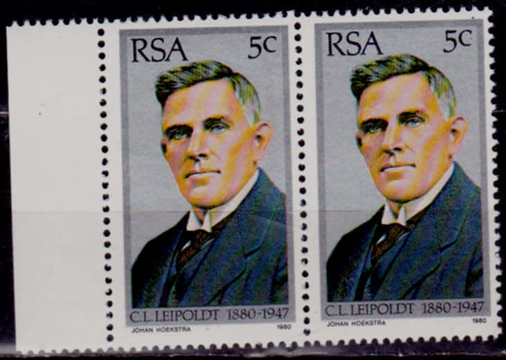 RSA 1980, 3 Sept. 100th ANNIV BIRTH CJ LEIPOLDT, single pair, MNH, CV R 2.00 view scans