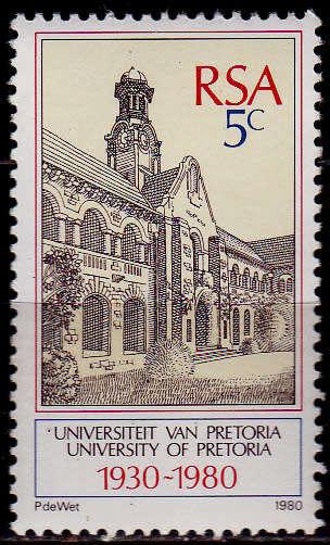 RSA 1980, 9 Oct. 50th ANNIV UNIV OF PRETORIA, single, MNH, CV R 1.00 view scans